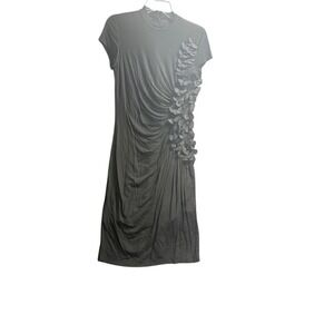 Nue by Shani‎ NWT Cocktail Midi Ruched with Flowers Dress Black Size 8 MSRP $290